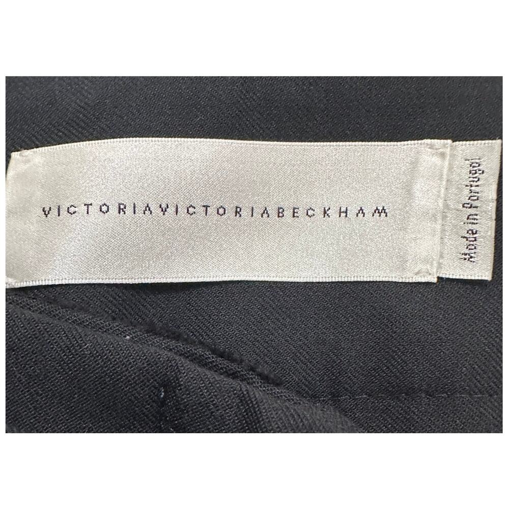 NWOT Victoria Beckham AW21 Navy Wool Wide Leg Tuxedo Pants Belted Sz 10 (W 35) - Picture 3 of 11